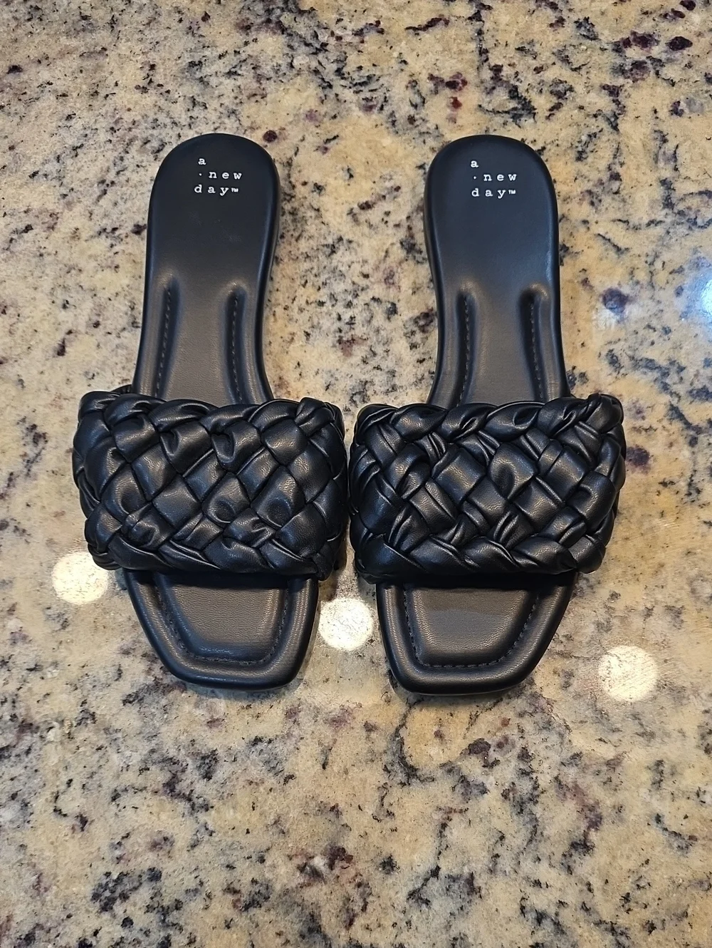 a new day Black Braided Slide Sandals